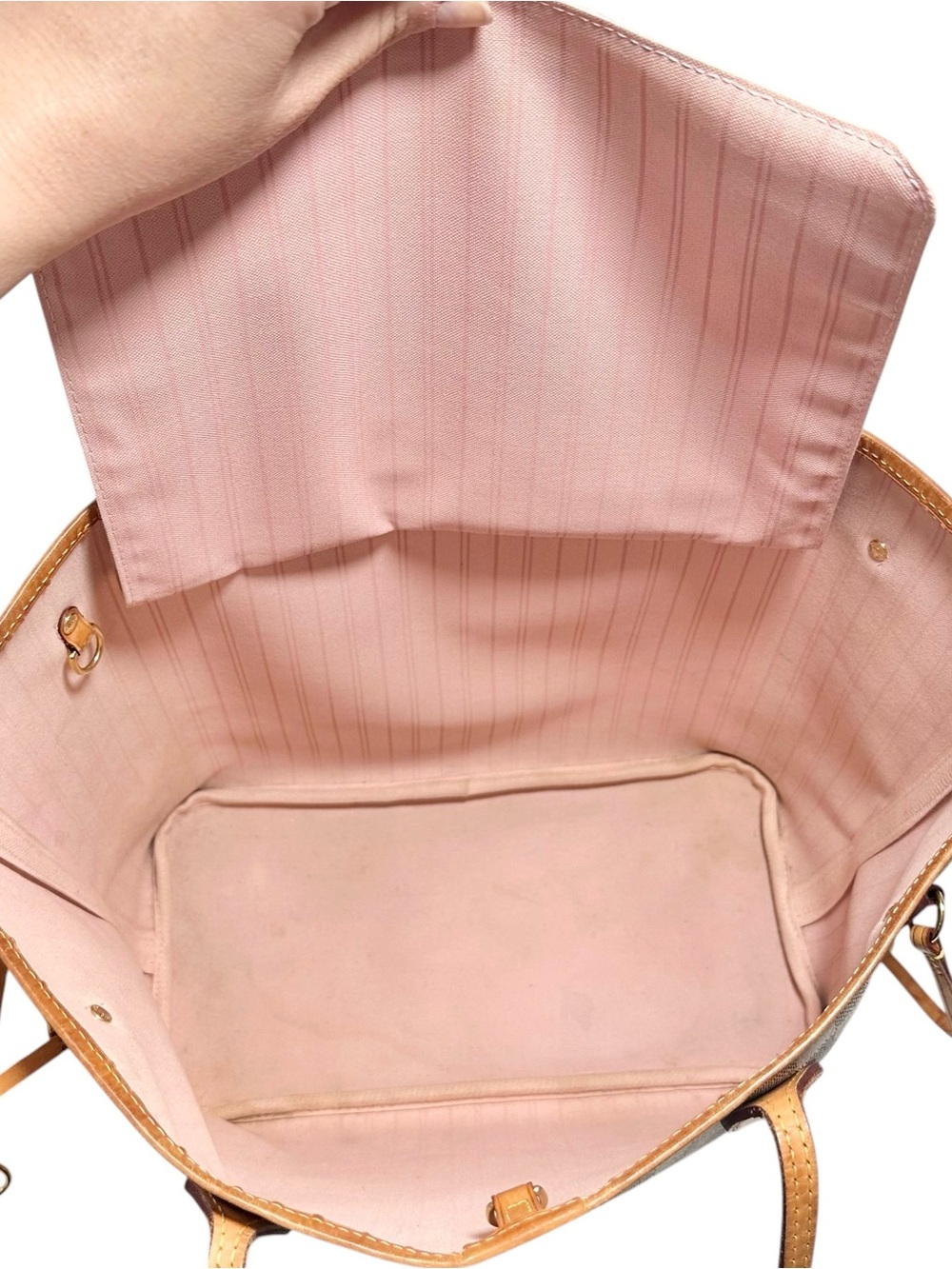 Louis Vuitton Damier Azur Pink & Vachetta MM Neverfull Tote Bag - Picture 15 of 16